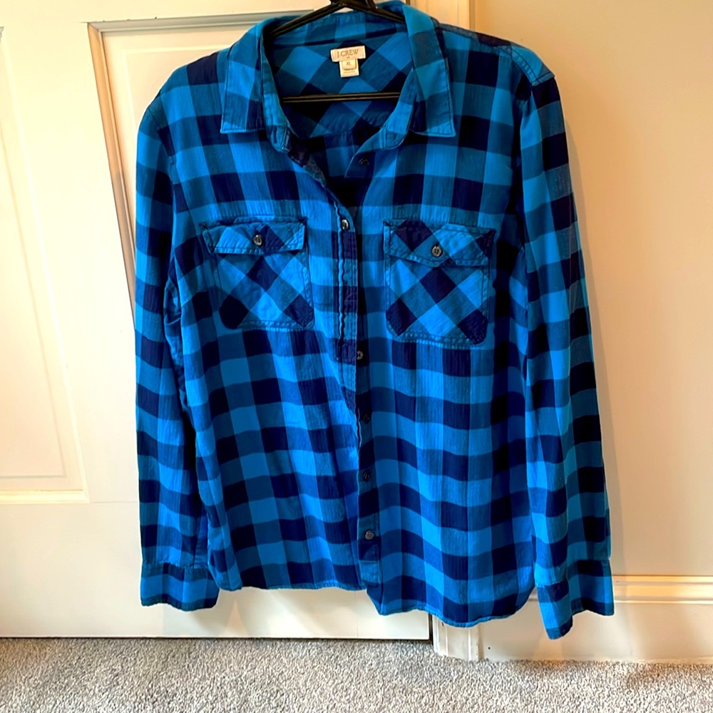 J.Crew blue lightweight flannel